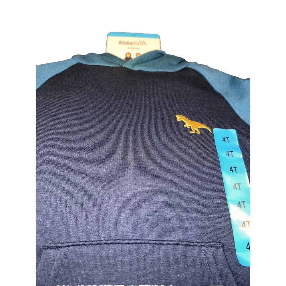 KHQ Kids' 4-piece Playwear Set Boys Hoodie Shirt Sweatpants Sets Sz 4T Dinosaur